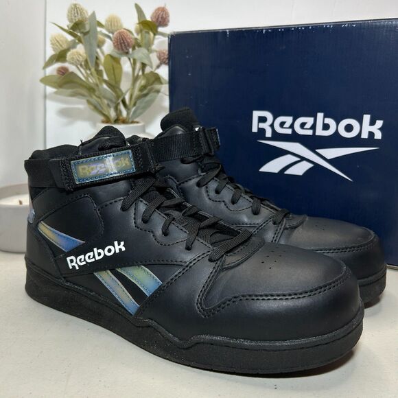 Reebok Work Hi-Top Sneakers Non-metal Safety Composite Toe RB494 Black Women 10W - Picture 1 of 9